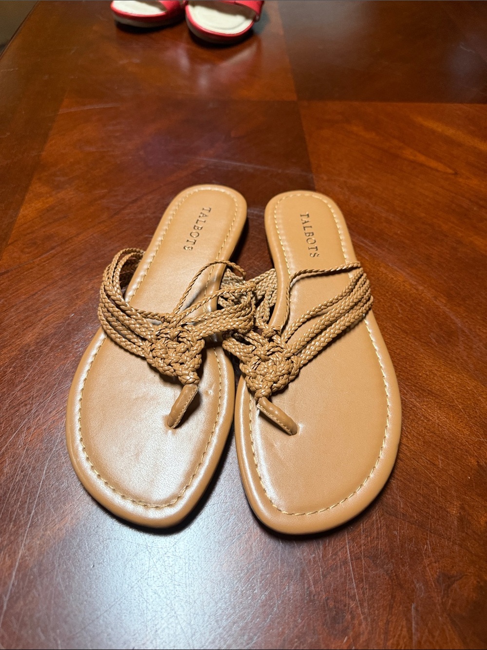 Talbots Tan Braided Toe-Loop Sandals - no box